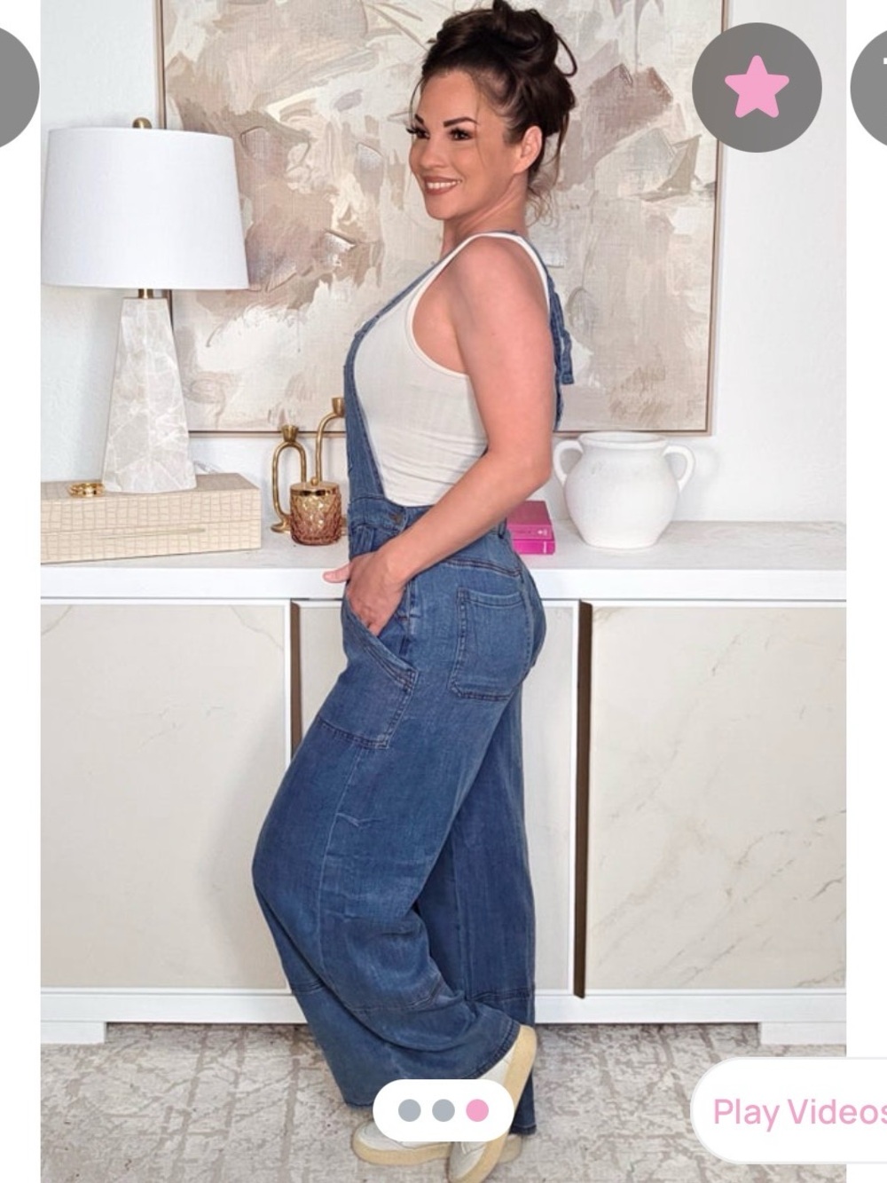 easel Wide-Leg Denim Overalls in Medium Blue